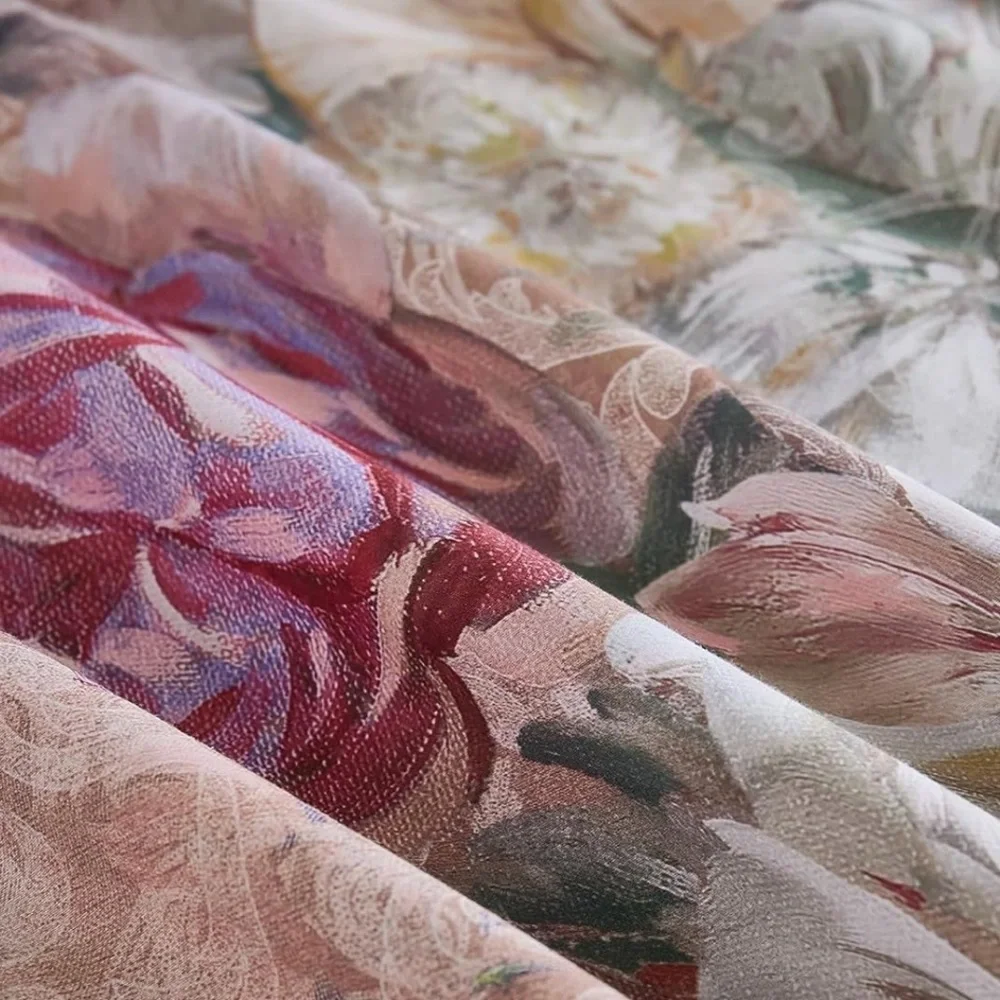 NEW Anthro Pink Floral Multicolor Queen / King Cotton Bedding Duvet & Sham Set